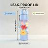 1PC Bloom And Grow Floral Letter Art 750ml Color Plastic Sports Water Bottle Leakproof Flip Straw Lid For Sports Office Home Use