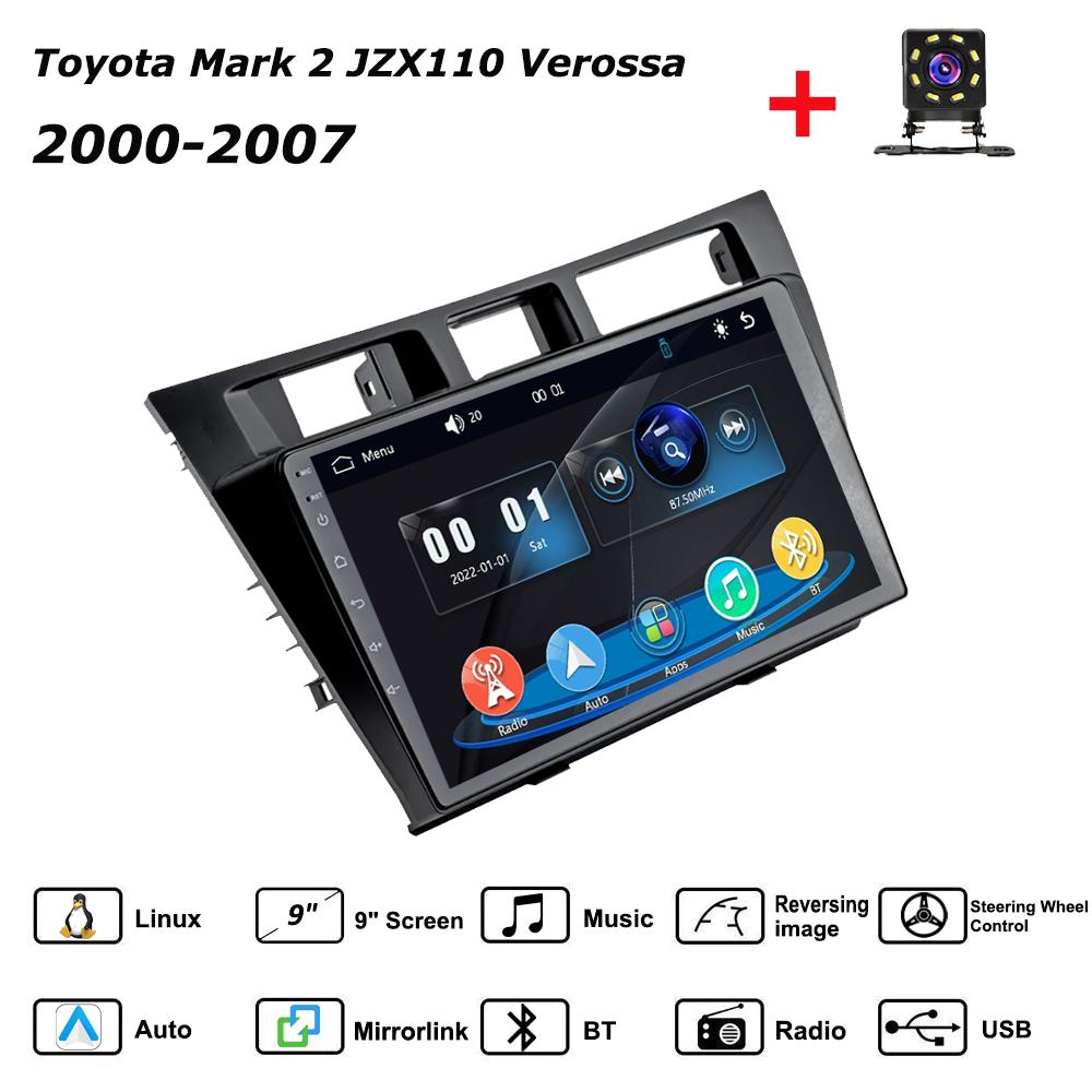 

Car Radio Multimedia MP5 Player Head Unit Stereo BT For Toyota Mark 2 JZX110 Verossa 2000-2007 чёрный