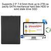 USB2.0 Aluminum Alloy Brushed Mobile Hard Disk Box with Shockproof for 2.5inch SATA HDDSSD Black