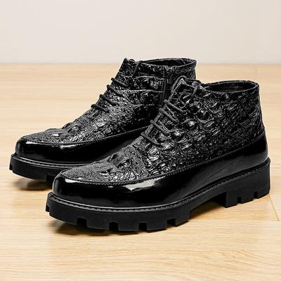 Vintage Casual Men Chelsea Short Boots Luxury Thick Sole Business Dress Shoes Men Leather Black Ankle Boots Men Botas Hombre