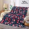 Navy Tiny Rose Flannel Blanket Warm Soft Halloween Christmas Decorative Couch Warm Cozy All-Season Gift