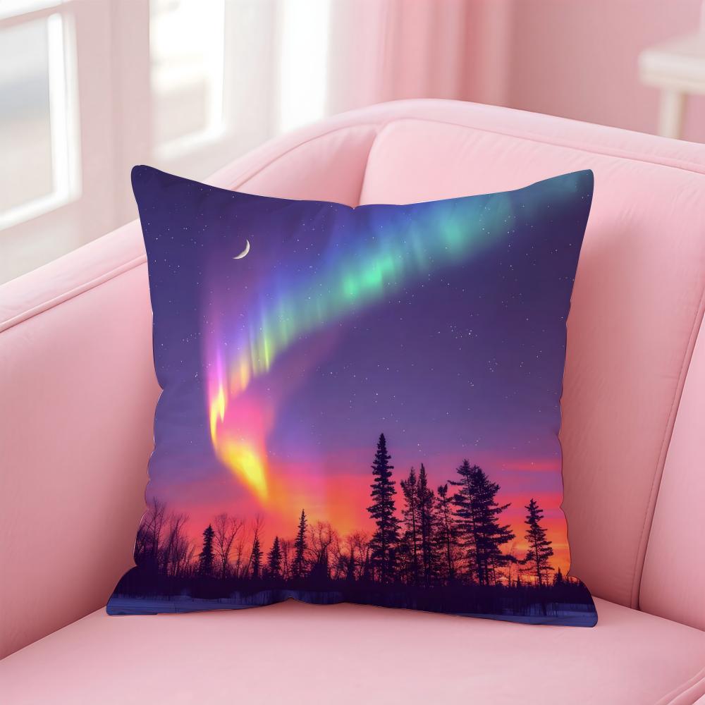 Dreamy And Beautiful Arctic Aurora Cushion Cover Pillow Case Soft Skin Friendly Fabric  Concealed Zipper