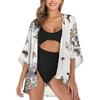Women Chiffon Floral Print Kimono Loose Half Sleeve Shawl Cardigan Cover Up Tops