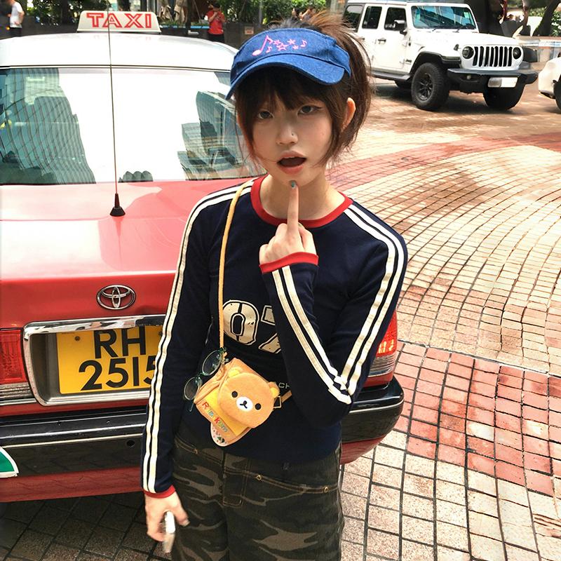 Japanese Y2k Letter Print T Shirt Vintage Harajuku Long Sleeve Jersey T-shirt American Retro Streetwear 2000s Aesthetics