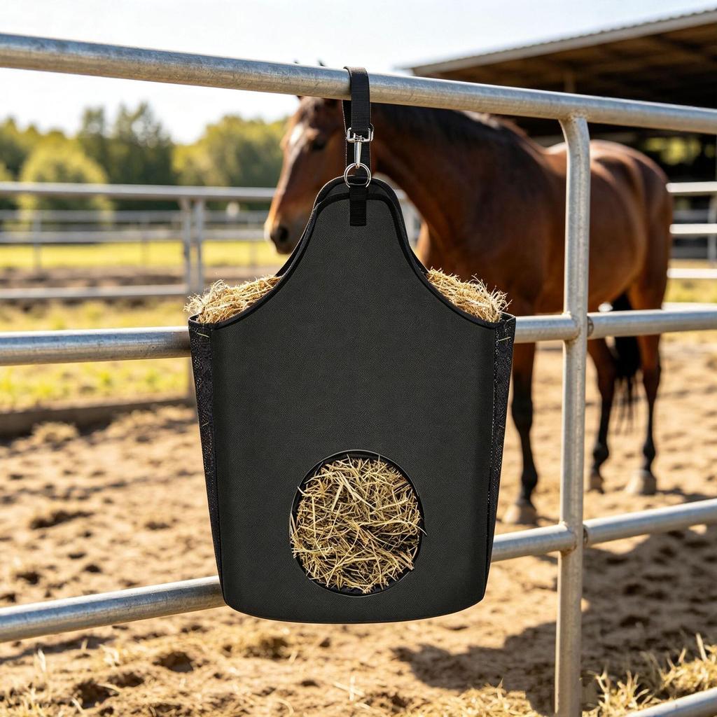 Adjustable Hay Feed Bag with Shoulder Strap for Goats, Horses, Donkeys, Alpacas, and Ostriches