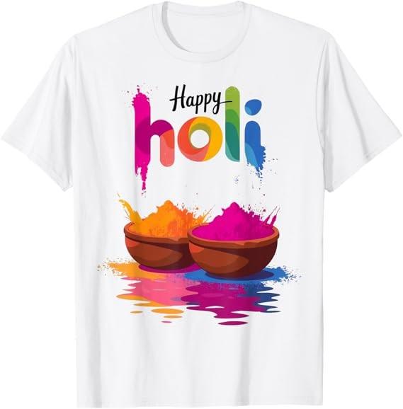 Happy Holi Color Powder Festival of Colors Design T-Shirt Size S-4XL