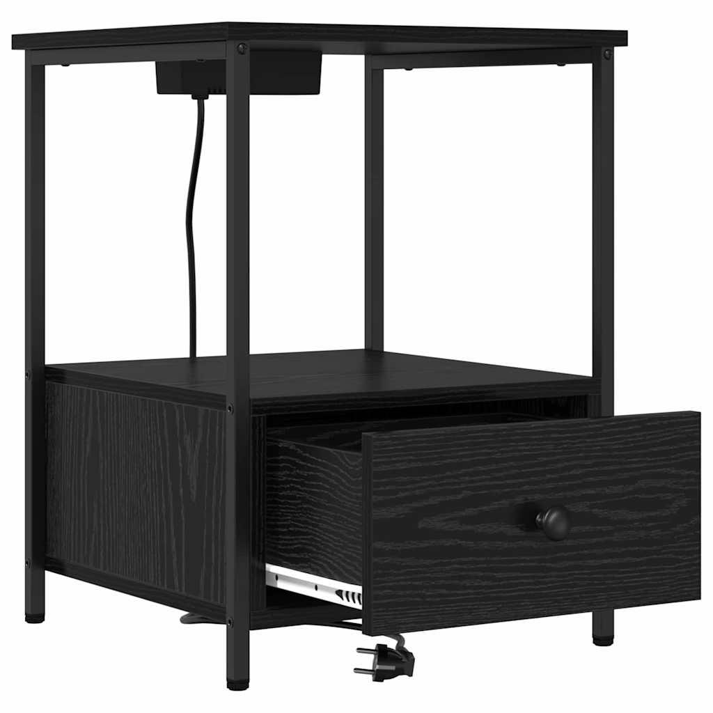 Nightstand Black Oak Look 42 x 41 x 56 cm Engineered Wood