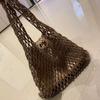 Beach Hollow Handbag for Women Straw Rope Hollow Out Hand Woven Totes Bag Knitting Handbag Purses Bags for Women 2026 Summer