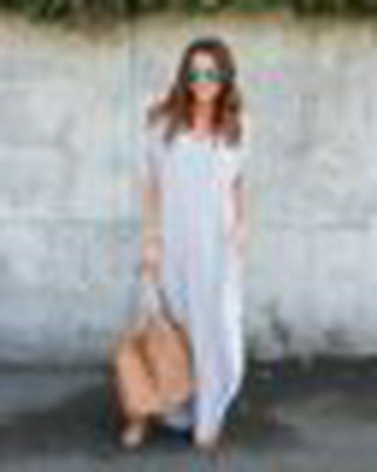

European & American Summer V-neck Pocket Slit Dress M білий
