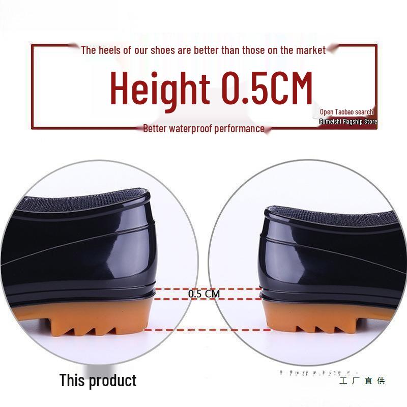 Men's Low-Cut Wear-Resistant Fashion Rain Boots: Non-Slip, Thickened Rubber Galoshes for Construction Sites