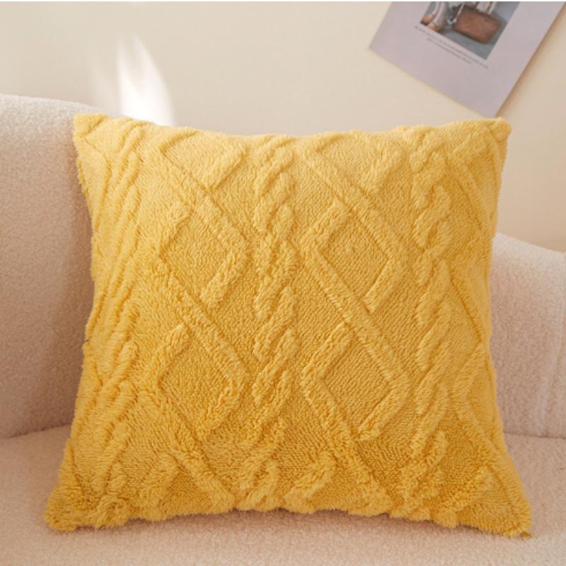 43x43cm INS Plush Pillowcase 3D Rhombus Geometry Soft Throw Pillowcase Embroidery Living Room Sofa Decor Jacquard Cushion Cover