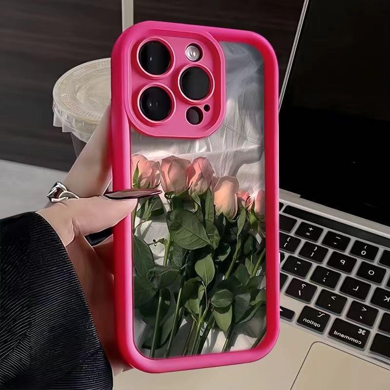 Pink Romantic Rose for iPhone Case 15/14/13/12/11promax Art X/XR Personality 78