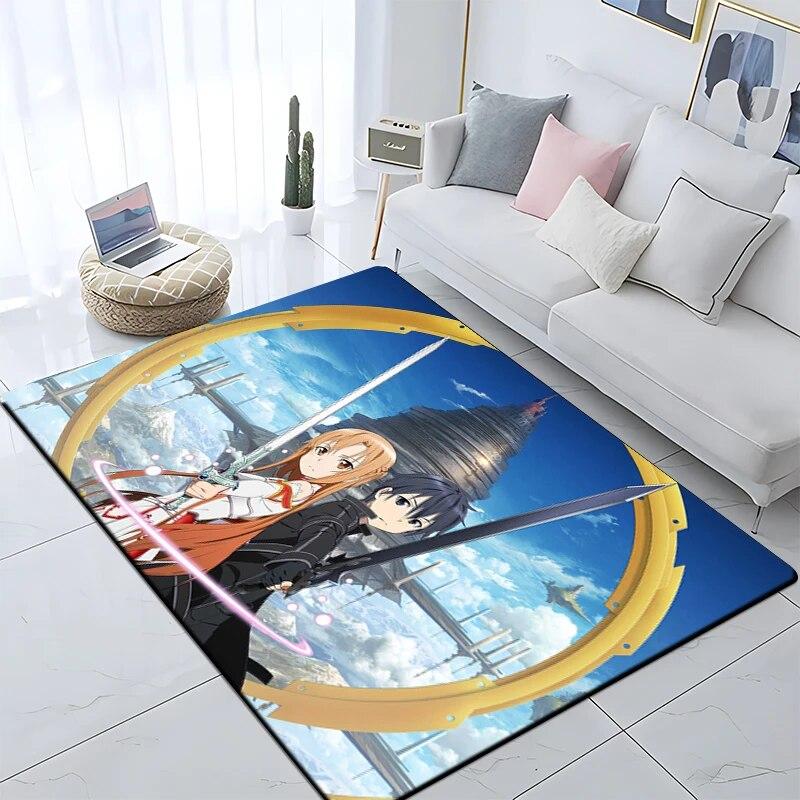 Hot Anime SAO Sword Art Online Modern House Living Room Floor Matte Bedroom Carpet Poster Mat Pattern Decorative Square Rug Gift
