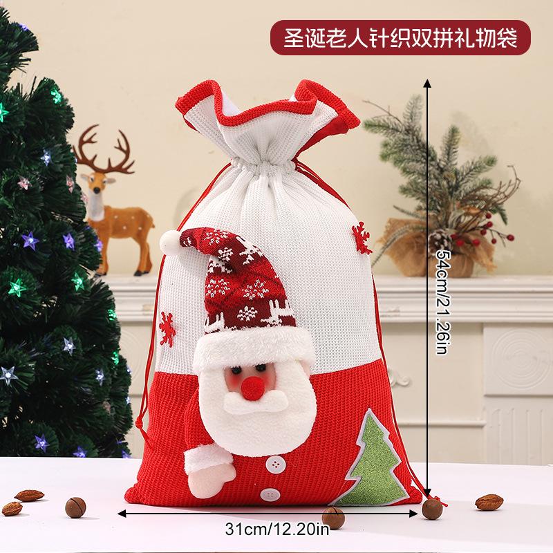 Christmas New Gift Bag Cross-border Large Bundle Mouth Bag Decorative Ornament Candy Bag Cartoon Snowman Old Man Portable