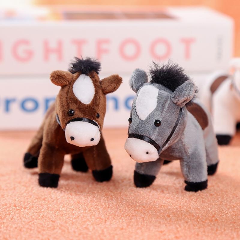 Long-Haired Pony Pendant Soft Brown Horse Plush Horse Doll Stuffed Animal Keychain Girls Bag Pendant Keyring Gifts