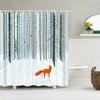 Fresh Birch Forest Tree Leaves Fabric Shower Curtain Waterproof Polyester 3D Printing Bath Curtains for Bathroom Decor with Hook
