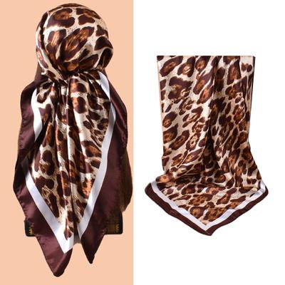 Stilvolles Leopardenmuster Schal Bandana Weiche Quadratische Kopfbedeckung Modeaccessoire für Damen 90x90cm Mehrere Farboptionen