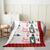 Xmas Grids Flannel Blanket Warm Lightweight,Merry Christmas Theme Warm Blanket for Couch Sofa Decor,Cartoon Santa Claus Warm