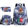 Mochila escolar de gran capacidad con correa para el hombro; set de tres piezas para estuche de lápices de estudiante