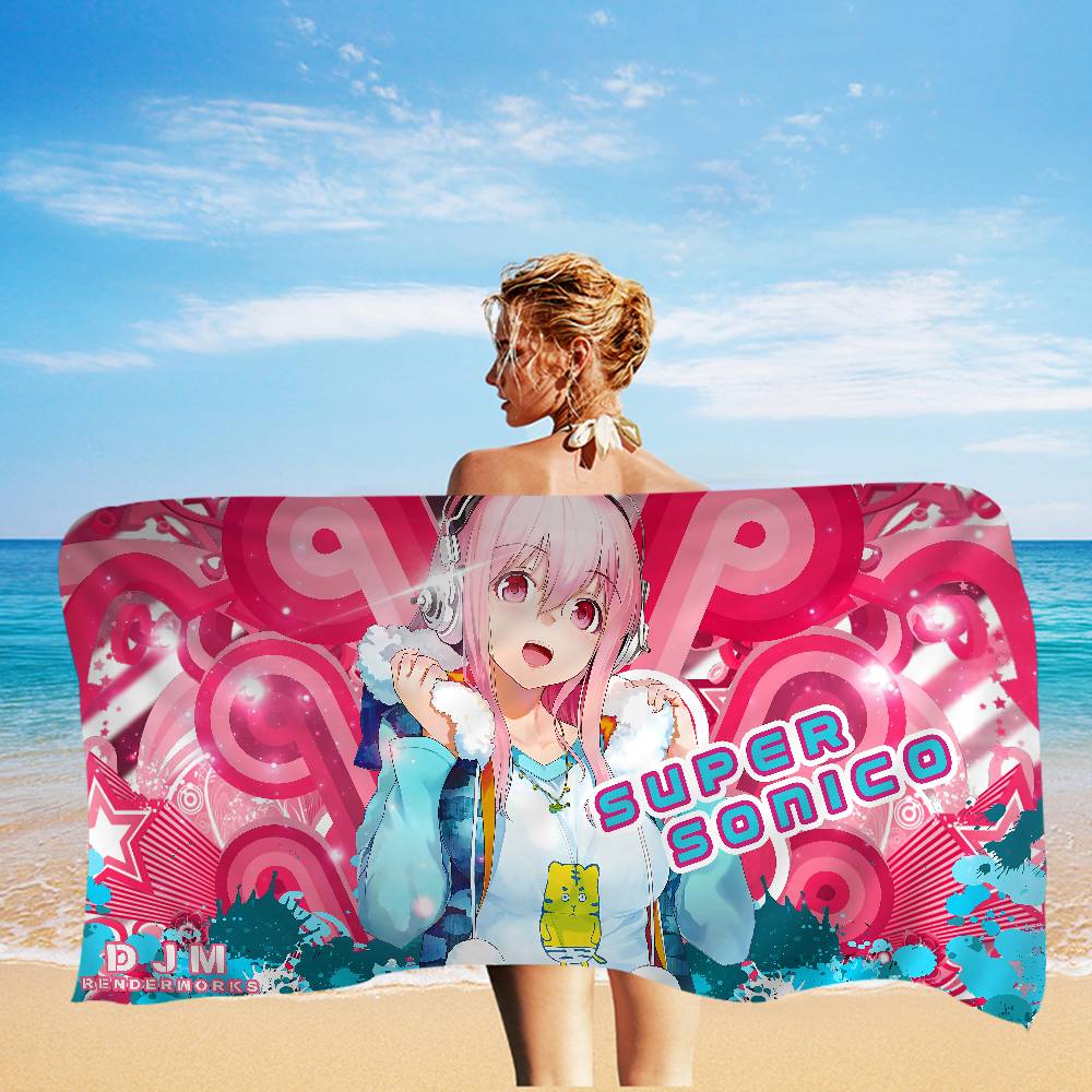 Virtual Idol Super S-Sonico Beach Towel Colorful Bath Towels For Girl Microfiber Quick Dry Sand Free Beach Yoga Gym Pool