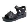 Women's Summer New Leather Flat Sole Sandals Open Toe Lightweight Soft Sole Non Slip Velcro Middle Aged And Elderly Loose Sandal