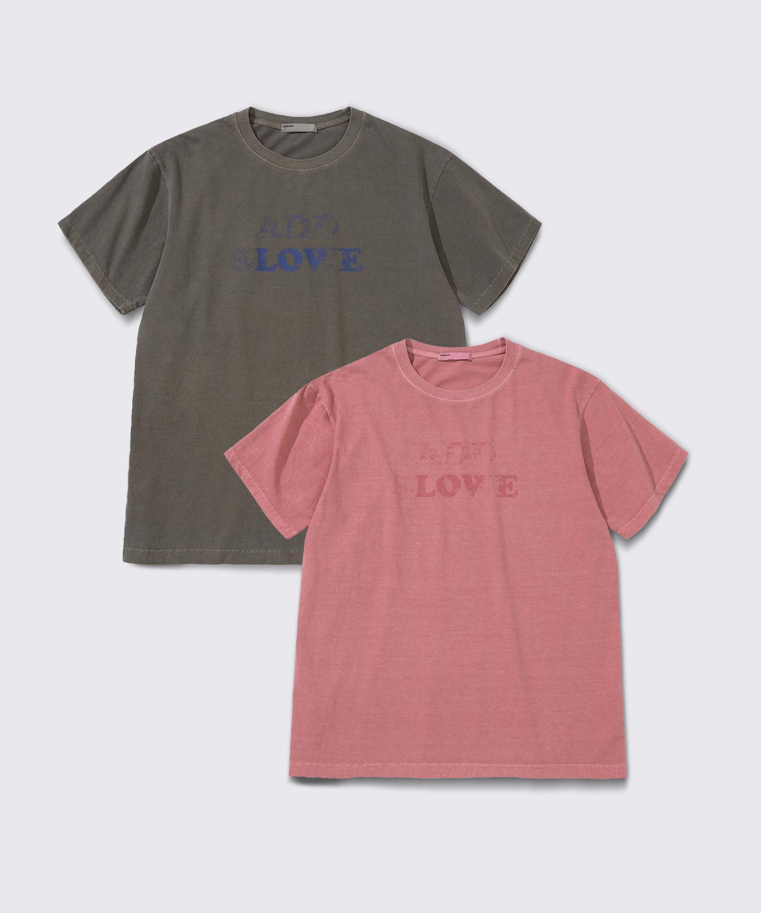 Add Slow [2Pack] Vintage Washed Love T-Shirt Couple 2Pack Charcoal/0