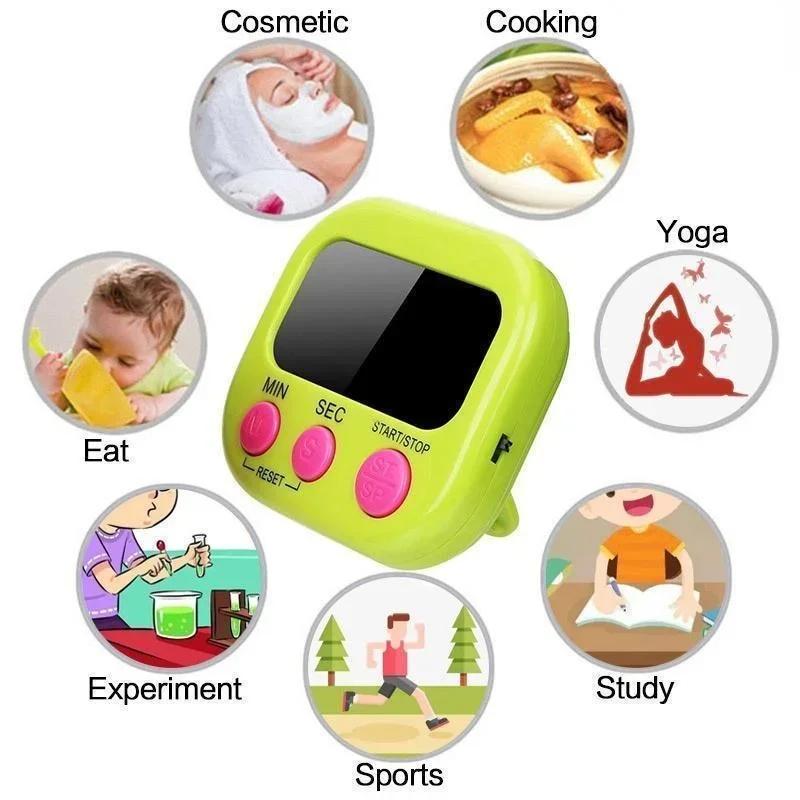 Sports Home Alarm Timer Clock Electronic Kitchen Digital Chronometer Magnetic Cooking LCD Stopwatch Countdown Reminder Tool Egg