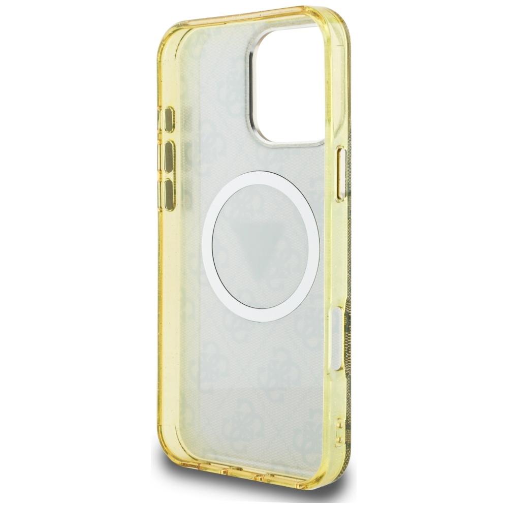 Guess Iml Metal Glitter 4G Circle Triangle Case for iPhone 16 Pro Brown
