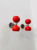 Pair of Red Diabolo Wall Sconces: Mid-Century Italian Brass Fixture
