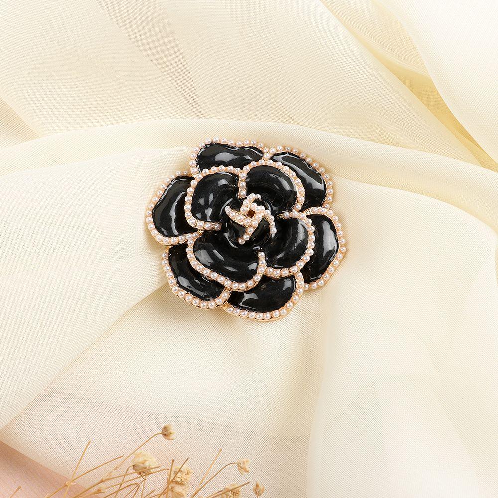 Fashion Enamel Elegant Pin Pearl Alloy Coat Brooch Rose Flower Brooch