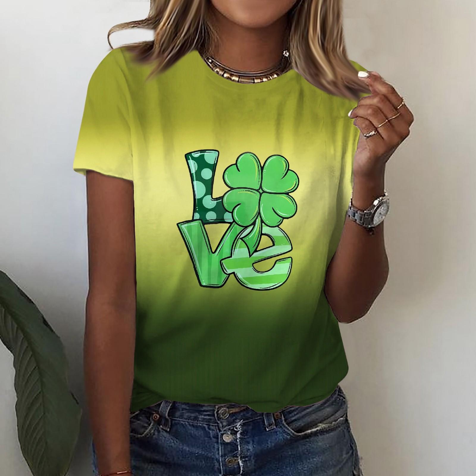 

Жіноча повсякденна футболка з короткими рукавами та круглим вирізом St. День Патріка XL жовтий