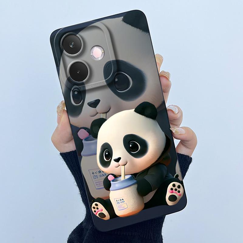For Oppo A5 Pro 5G Phone Case Cute Panda Back Cover For Oppo A 5 Pro 2025 Full Protection Soft Liquid Silicone Anti Drop Housing