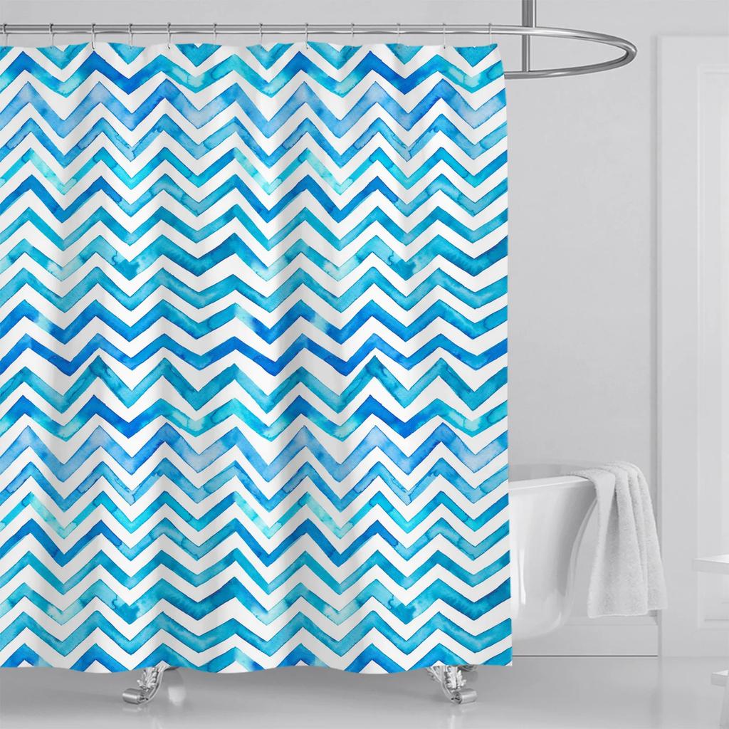 Tende da Doccia a Strisce alla Moda Impermeabili Spesse Tende da Bagno per Bagno Vasca da Bagno Copertura Ampia e Larga da Bagno con Ganci