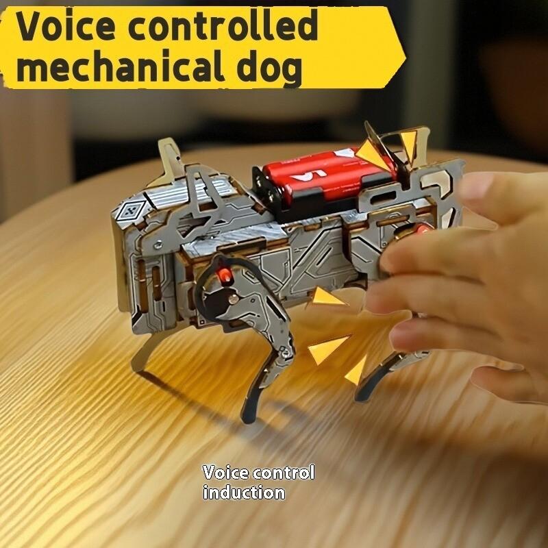 Voice Control Mechanical Dog STEM Kit DIY Wooden Science Toy Educational Building Project for Kids Classroom Learning Tool