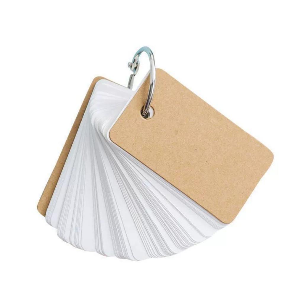 100sheets Blank Card Portable Flash Cards Vocabulary Memorization White Cardboard Memo Pad Office School Learning Supplies