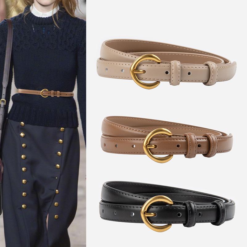 Cuckoo Women's Genuine Leather Skinny Belt for Jeans - Versatile Cowhide Casual Accessory