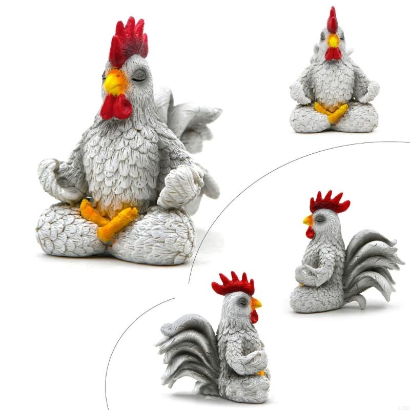 62KD Resins Rooster Decors Calming Meditations Gift For Home Office Desktop Decors
