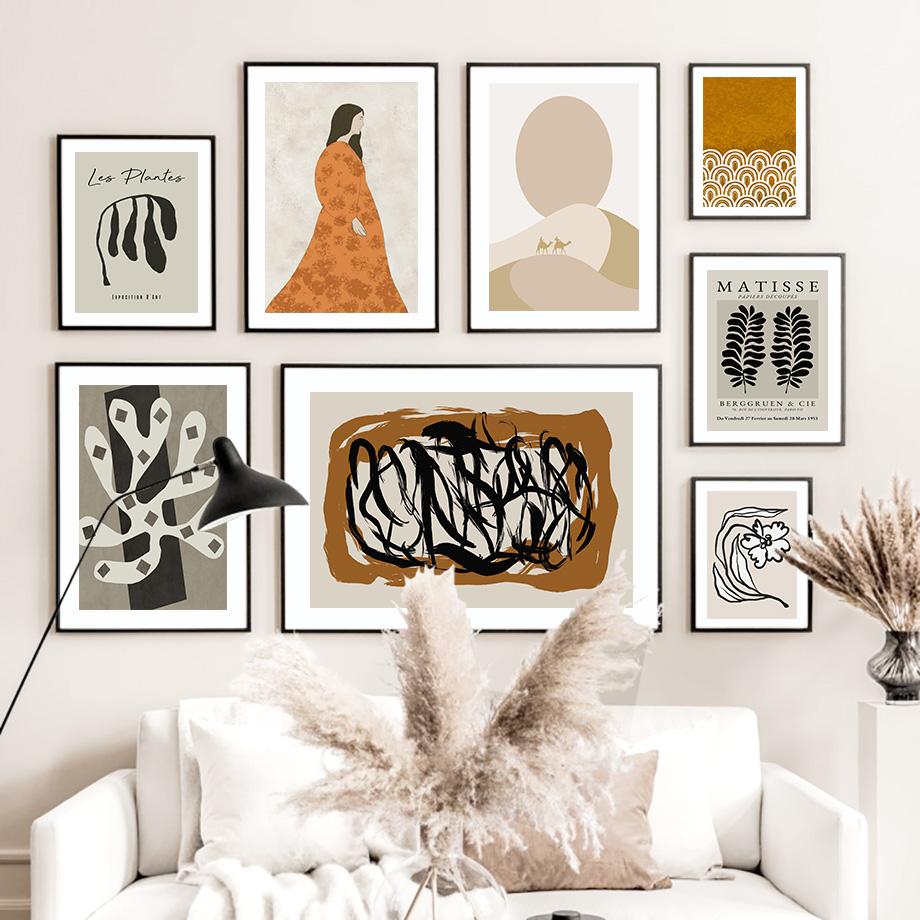 Girl Desert Henri Matisse Korallblomma geometri affischer och tryck Väggkonst Canvasmålning för vardagsrum Dekorativa bilder