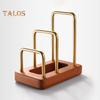 Kitchen Chopping Board Rack with Wood Base Multi Layer Design Stable Pot Lid Holder Baking Pan Storage Organizer