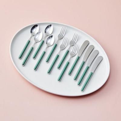 Modern House WOW Solides Besteck Dessertlöffel 4p+Gabel 4p+Buttermesser 4p Set TO0723010, Grün, Teelöffel 4P / Kuchengabel 4P / Buttermesser 4P, 12-teiliges Set