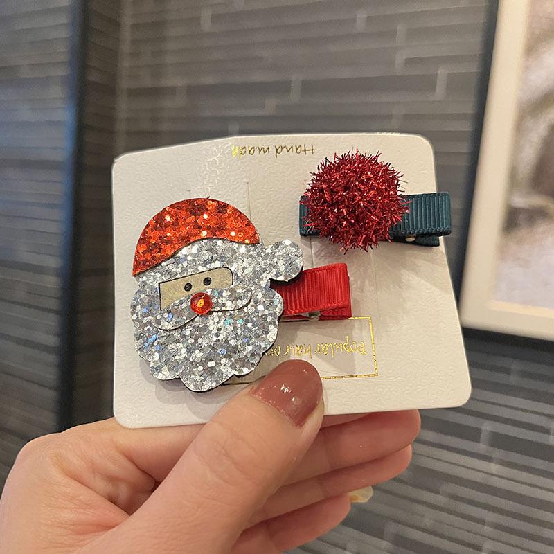 Kids' Festive Santa Claus Candy Hair Clips - Cute Princess Cartoon Hairpins for Holiday Performances
