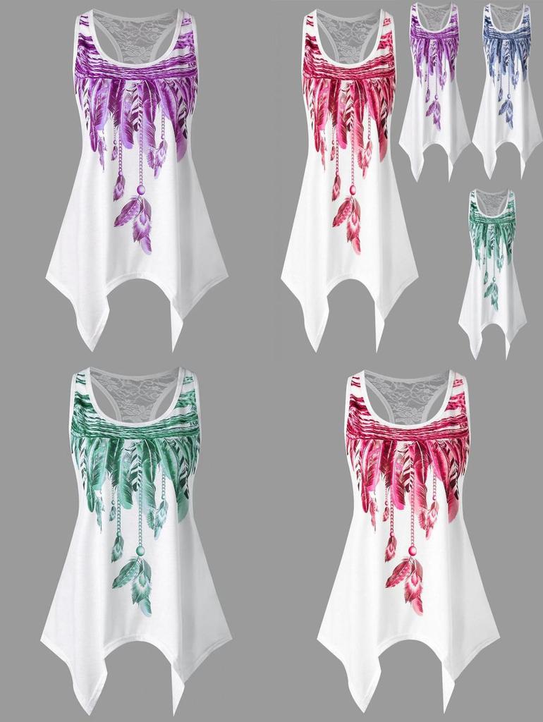 Premium Quality Tank Tops Sexy Women Sleeveless Crop Tops With Cotton Print Lace