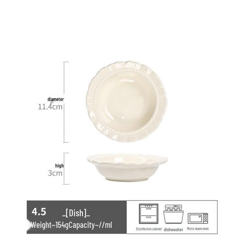 Abay Ceramic Lace Edge Dipping & Dessert Plate