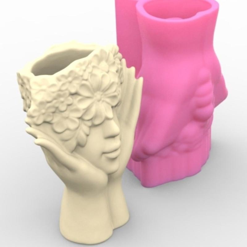 Silicone Ornament Moulds Silicone Vase Molds Flower Human Shape Flexible Crafting Moulds Silicone Texture Craft Moulds