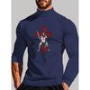 Soft Polyester Men's Mock Neck Long Sleeve, Skin-Friendly & Suitable for Home Leisure Time