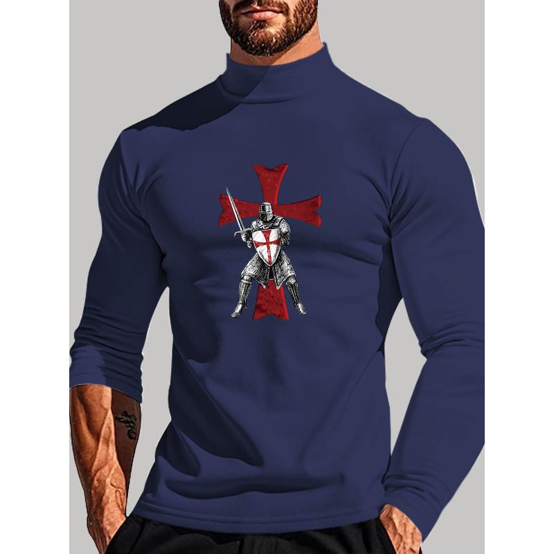 Soft Polyester Men s Mock Neck Long Sleeve, Skin-Friendly & Suitable for Home Leisure Time S