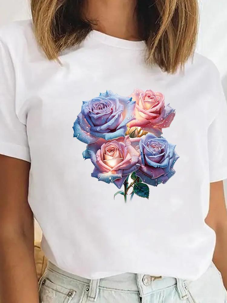 Tee Sweet Trend Flower Cute Clothes Clothing for Unisex Female Casual Top Short SleeveGraphic Tees Playeras De mujeres