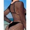Women'S Hollow Out Fishnet Cover Up Long Sleeve Sheer Mesh Beach Dress Coverups High Strecth Bodycon Dress Summer Dress
