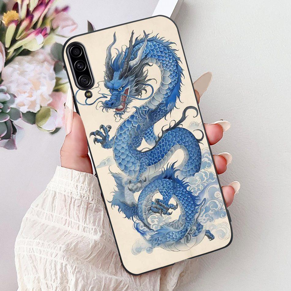 For Samsung Galaxy A90 5G Phone Case For Samsung A90 5G SM-A908B Elegant Floral Cat Painted Black Silicone Soft TPU Cases