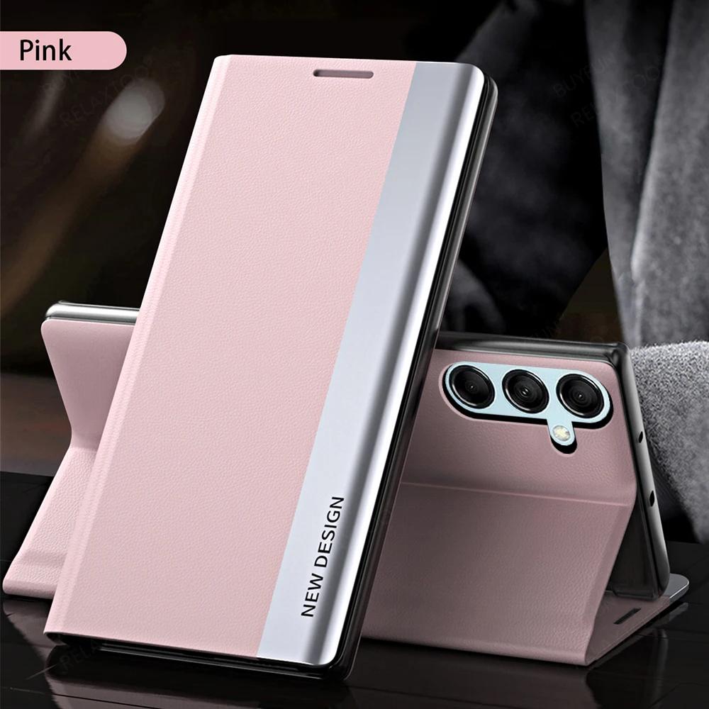 Vergulde Magnetische Case Voor Samsung A55 5G A56 A36 A26 A16 A15 A35 A25 A54 A14 A34 A53 A33 A13 A52S Lederen Stand Flip Telefoonhoes A53 5G